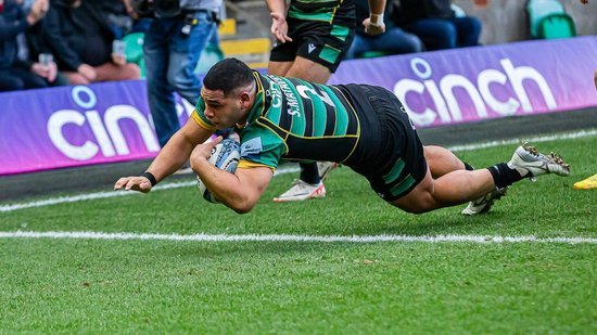 Sam Matavesi of Northampton Saints against Newcastle Falcons.